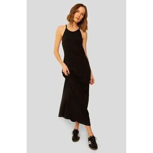 Whimsy + Row Maxi Dress Womens Small Black Organic Cotton Halter Minimalist